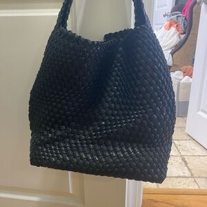 Elegant Black Woven Tote Bag